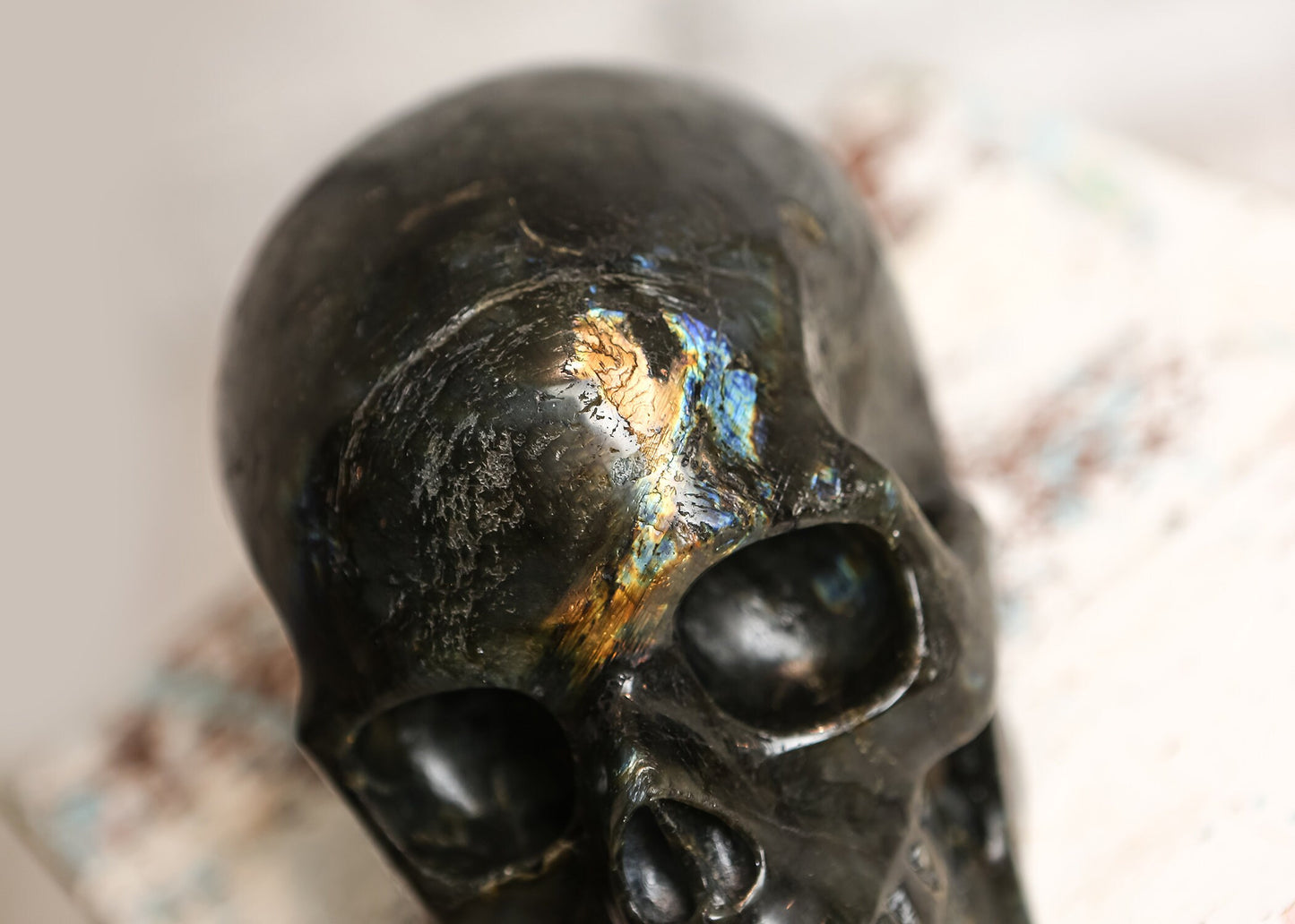 HUGE & POWERFUL Labradorite Crystal Skull - LIFE SIZED