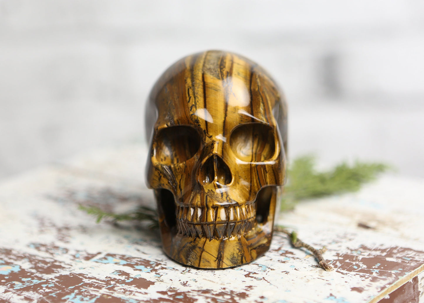 Large Tiger Eye Crystal Skull