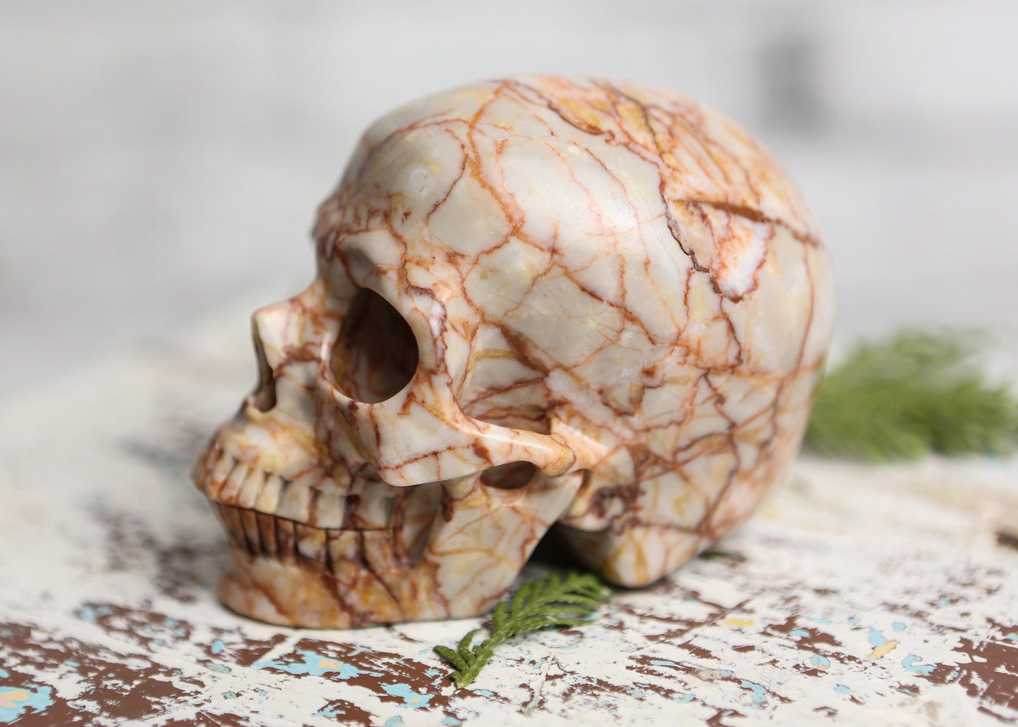 Large Red Vein Jasper Crystal Skull