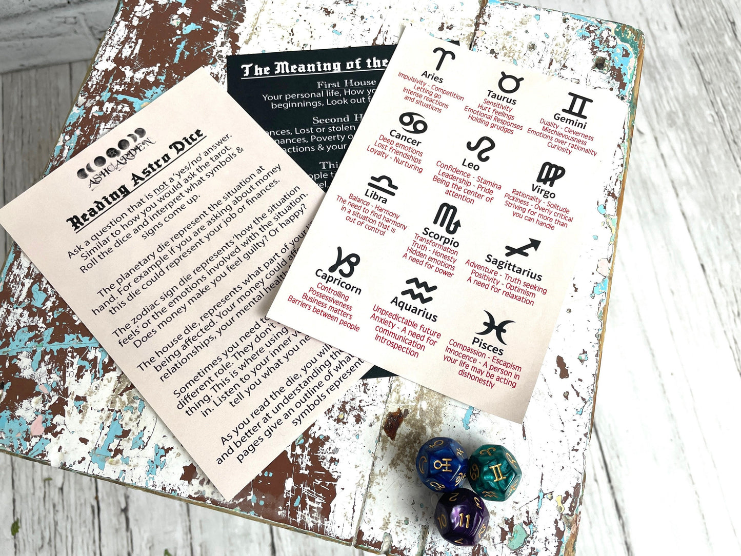 Astrology Dice Kit with Instructions