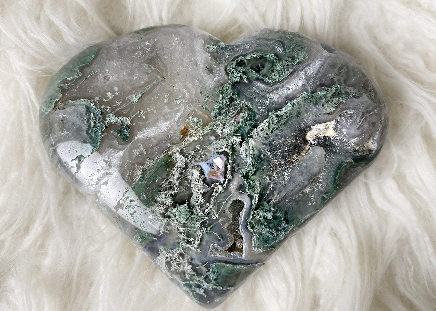 Mossy Geode Heart Crystal