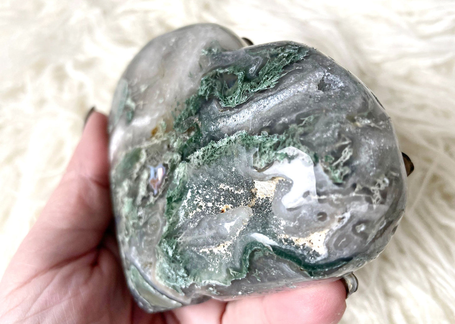 Mossy Geode Heart Crystal