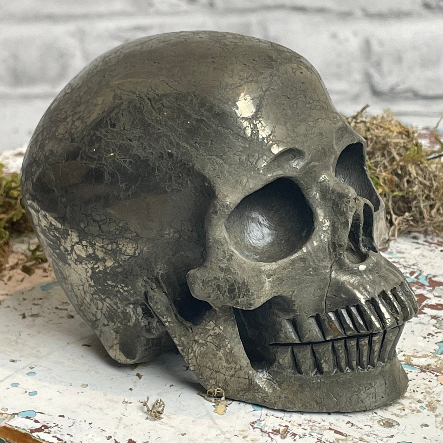 Large Pyrite Crystal Skull