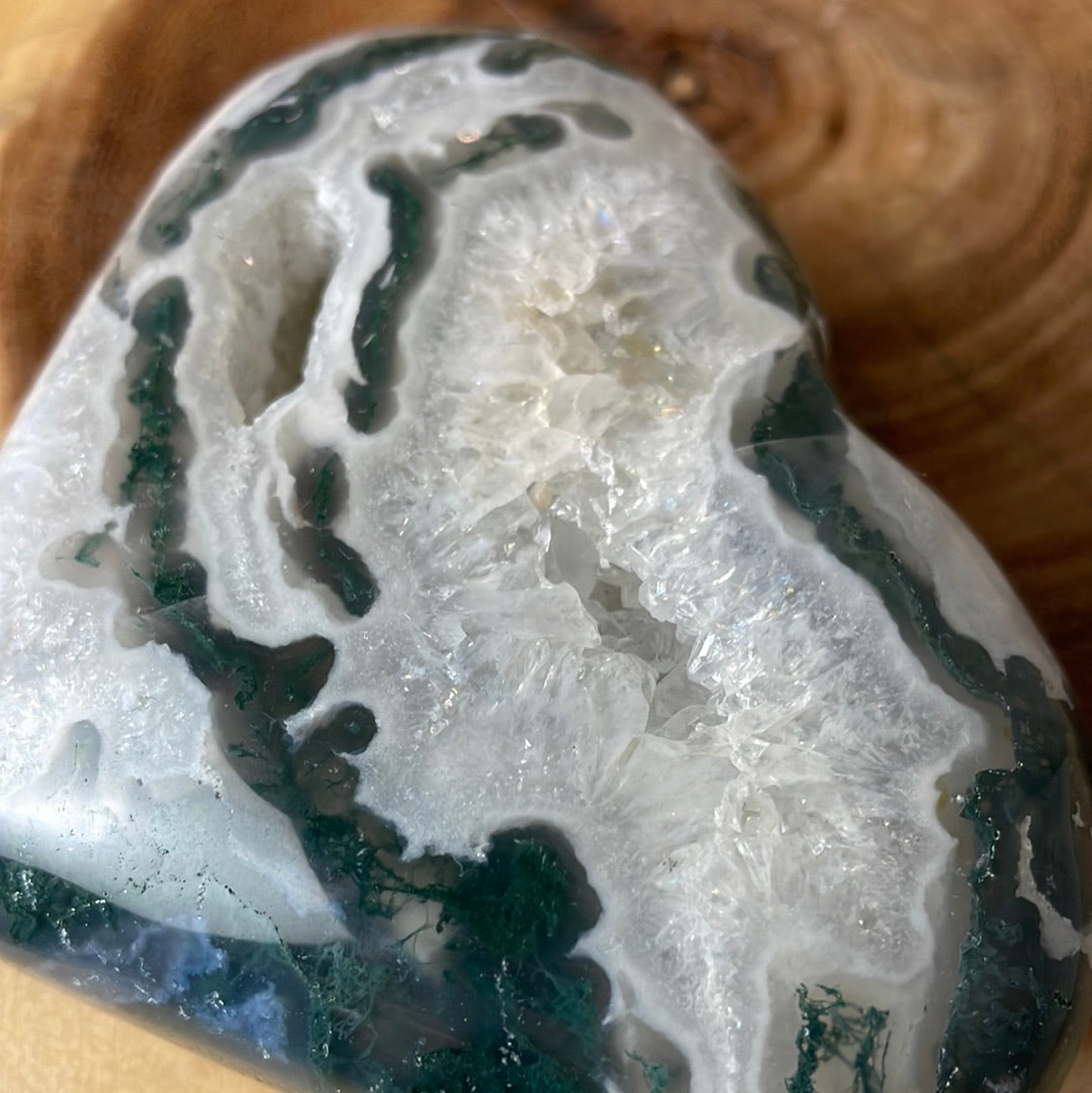 Mossy Geode Heart Crystal