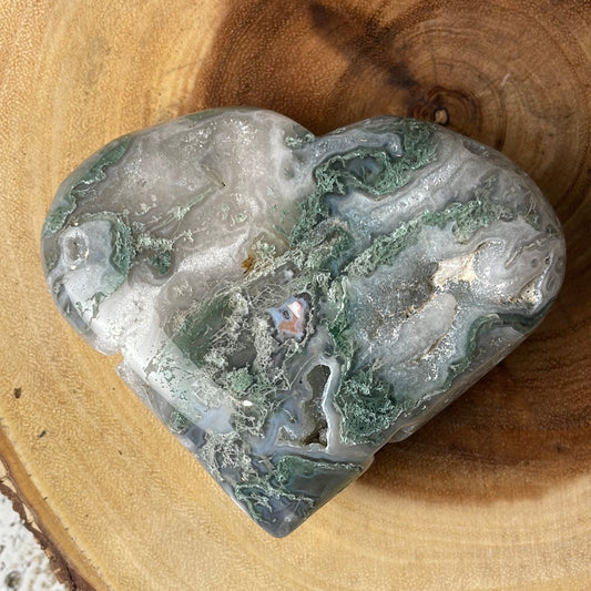 Mossy Geode Heart Crystal