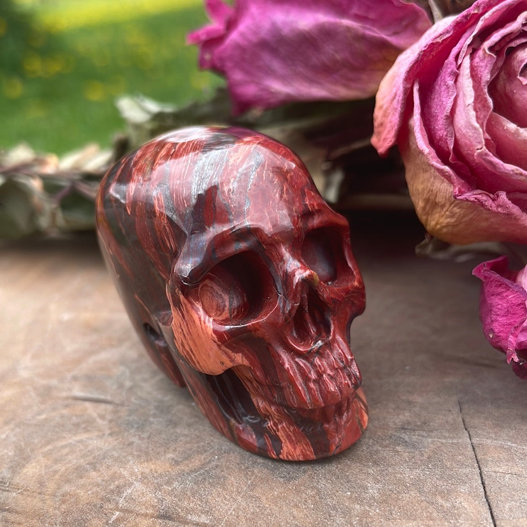 Red snakeskin Jasper Crystal Skull