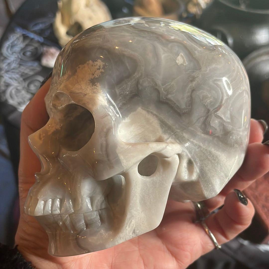 Large Crazy Lace Crystal Skull