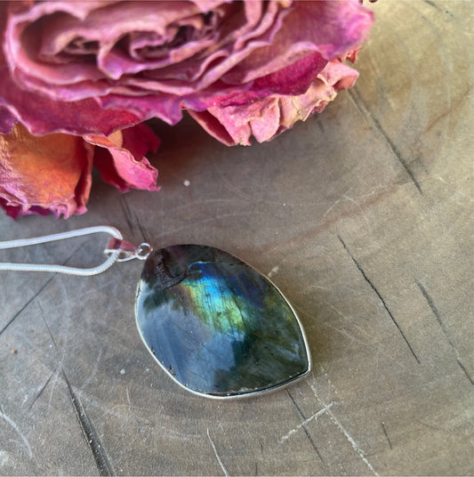 Labradorite Pendant with Sterling silver Chain