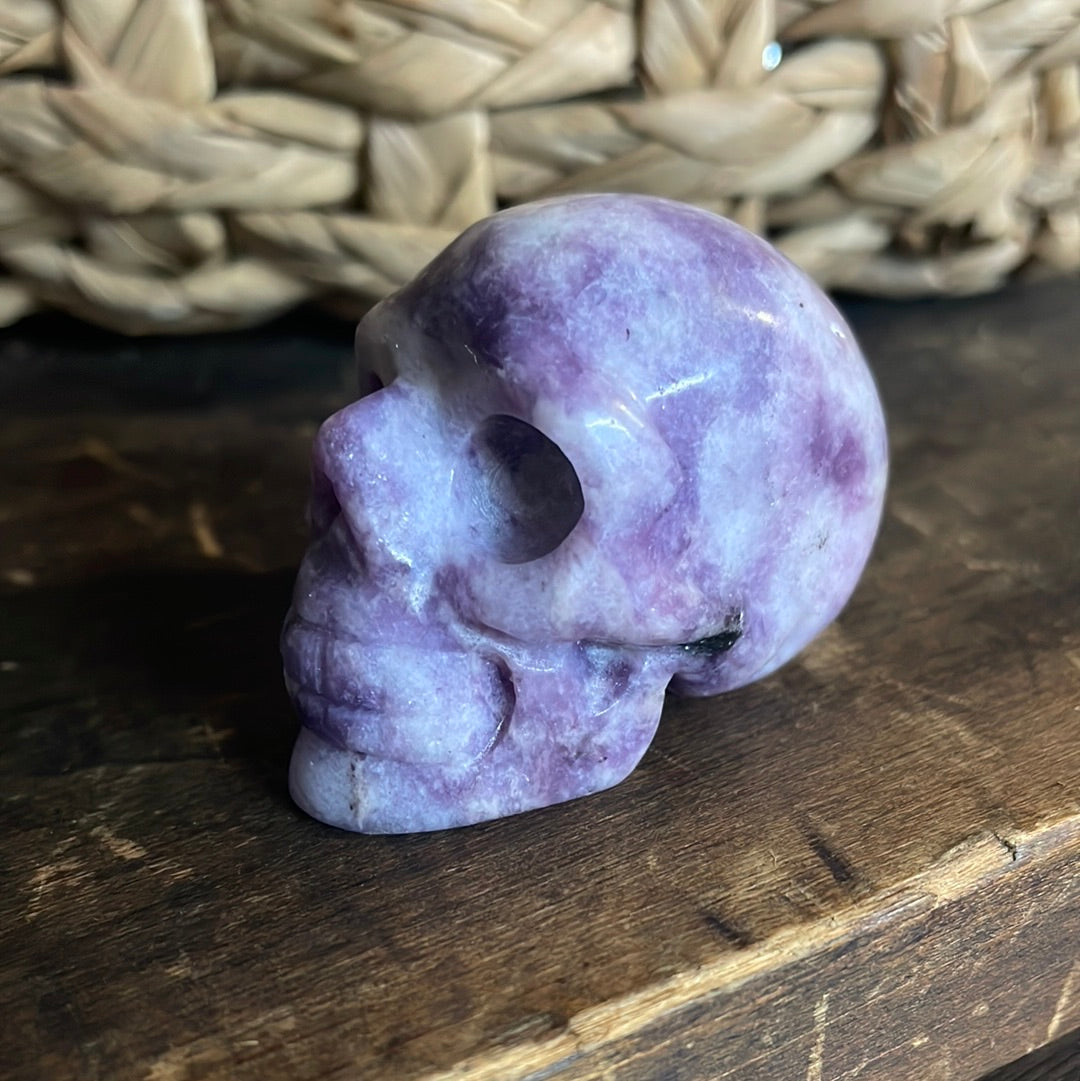 Lepidolite Crystal Skull