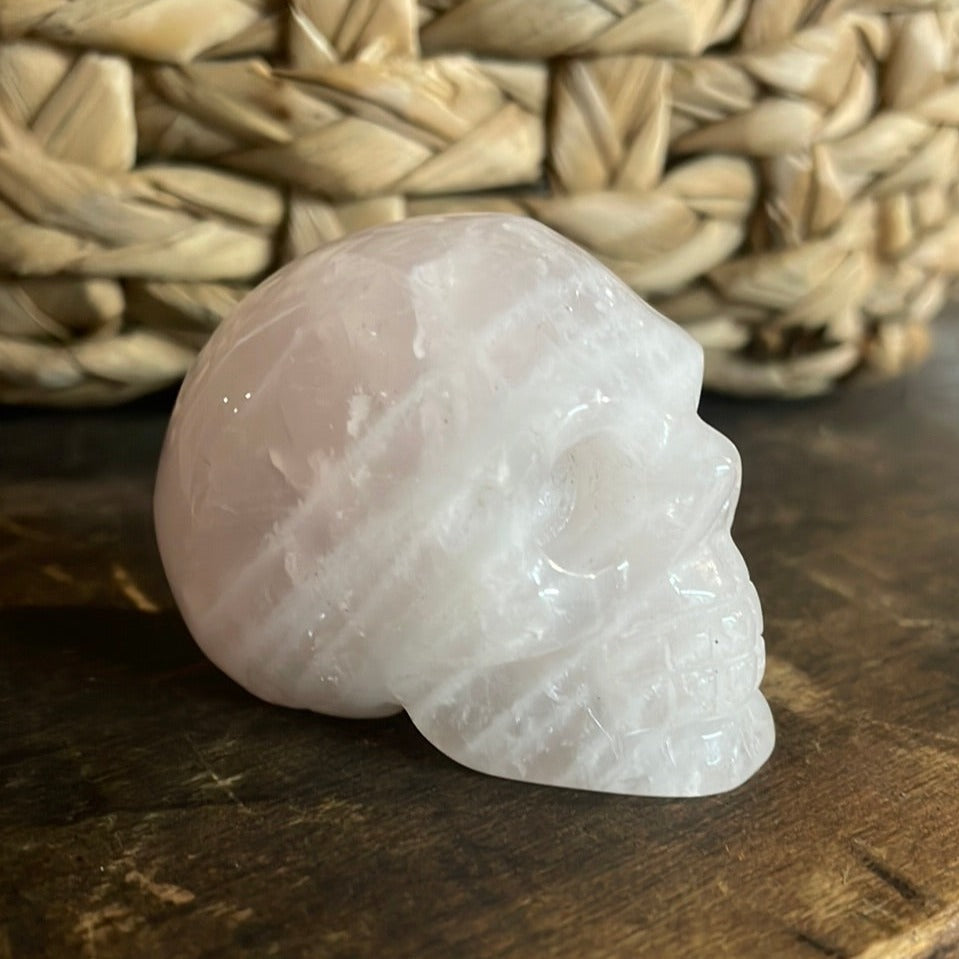 Rose Quartz Crystal Skull