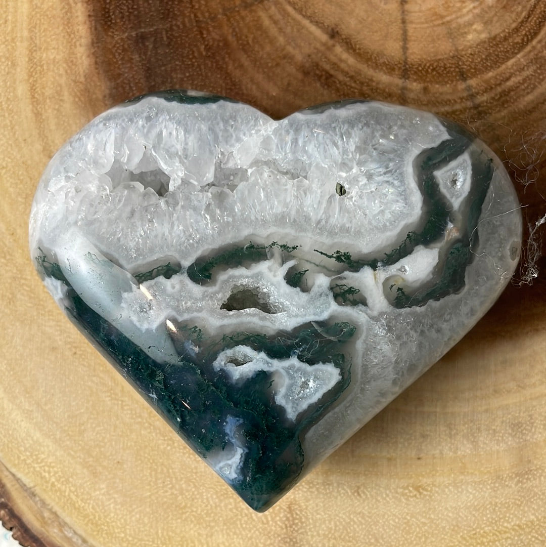 Mossy Geode Heart Crystal