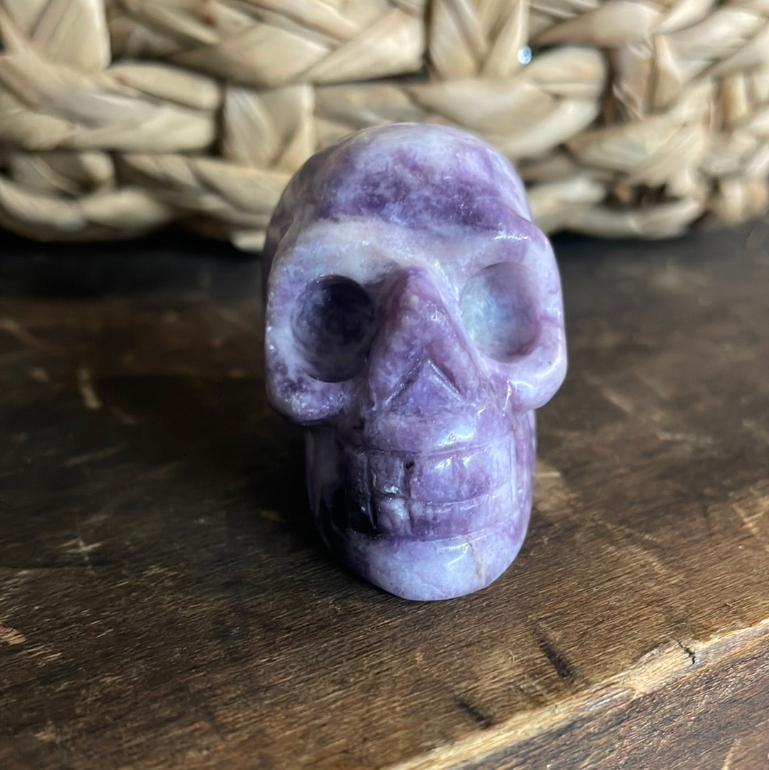 Lepidolite Crystal Skull