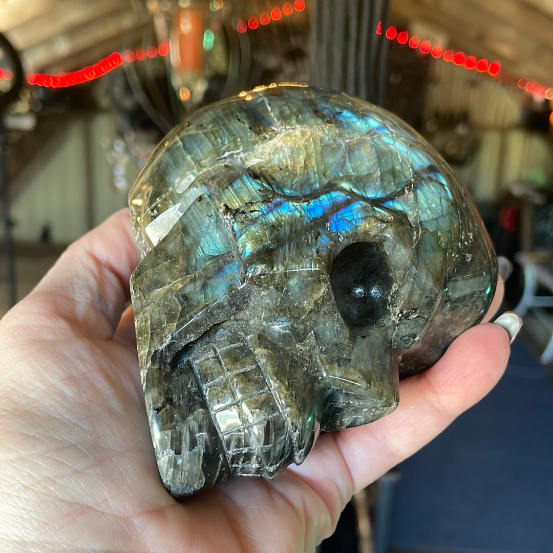 FLASHY Large Labradorite Crystal Skull