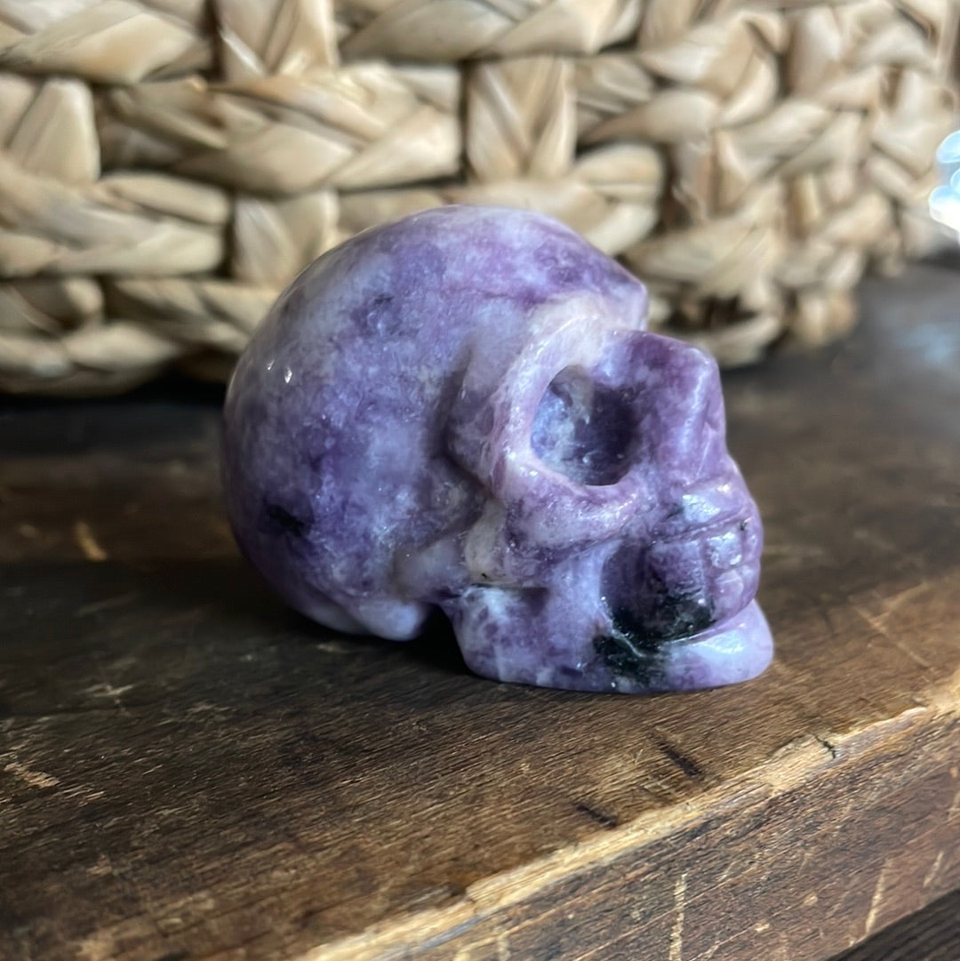 Lepidolite Crystal Skull