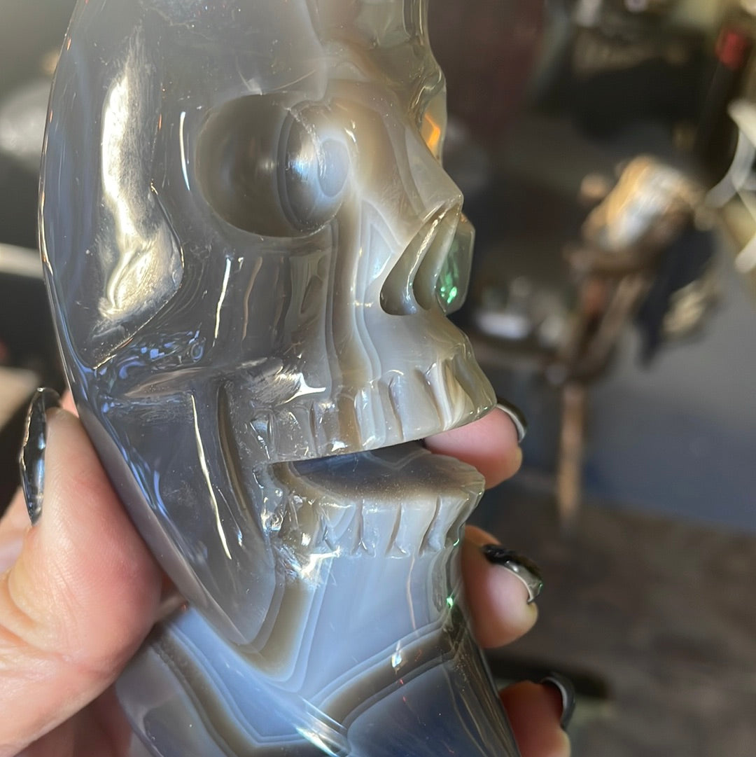 Botswana Agate Moon Skull Crystal