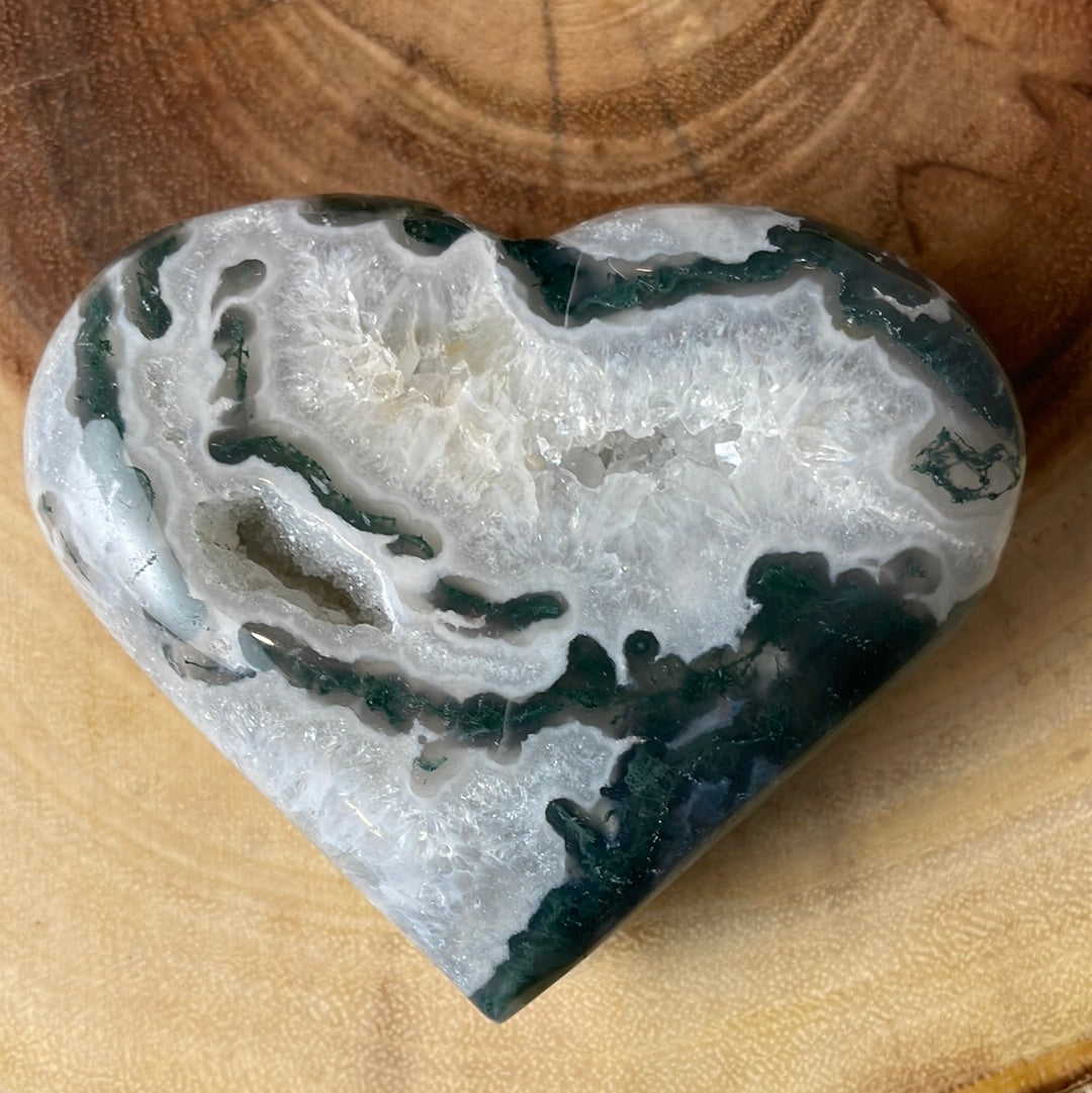 Mossy Geode Heart Crystal