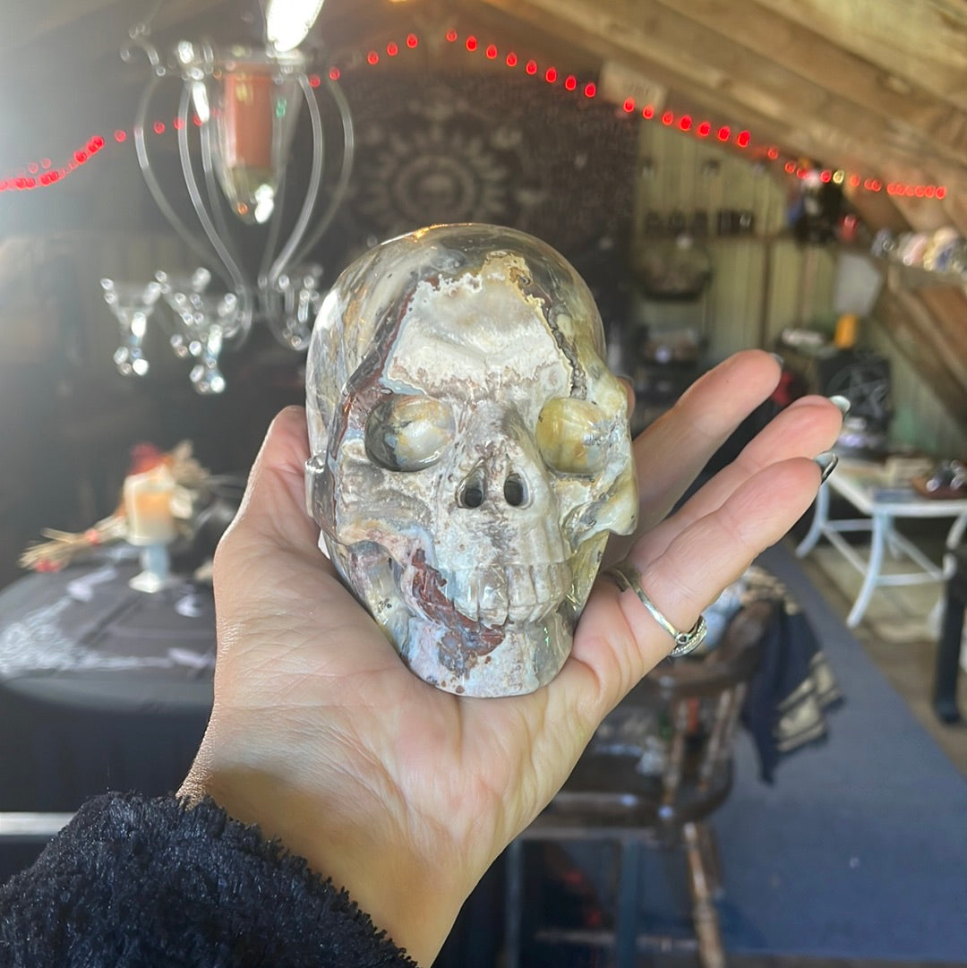 Mexican Crazy Lace Large Crystal Skull