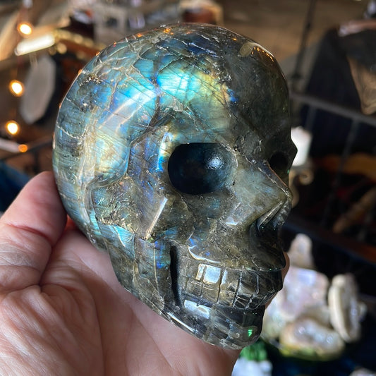 FLASHY Large Labradorite Crystal Skull