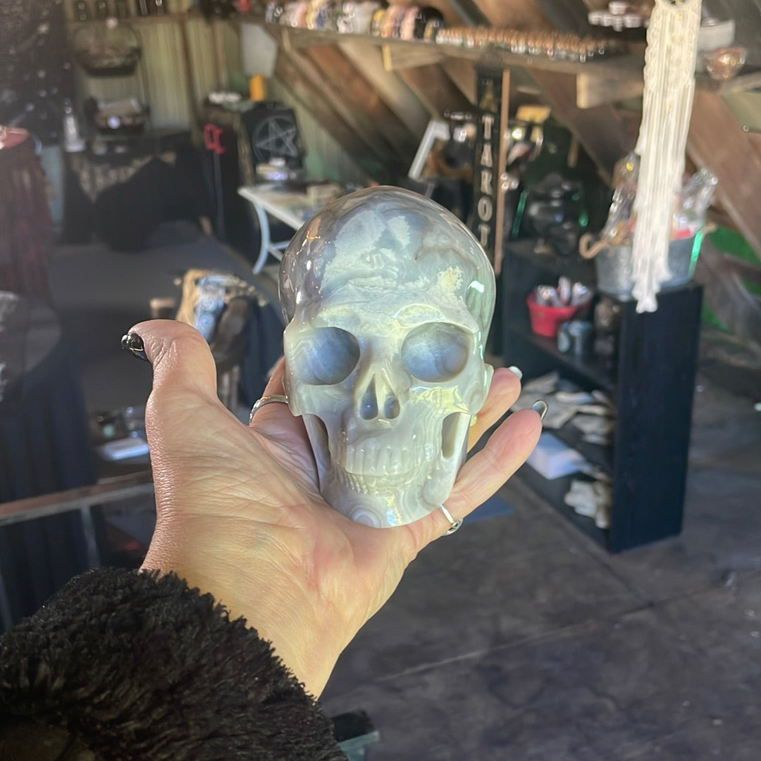 Large Crazy Lace Crystal Skull