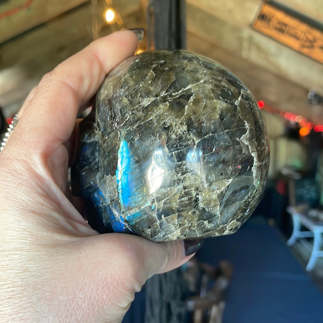 FLASHY Large Labradorite Crystal Skull