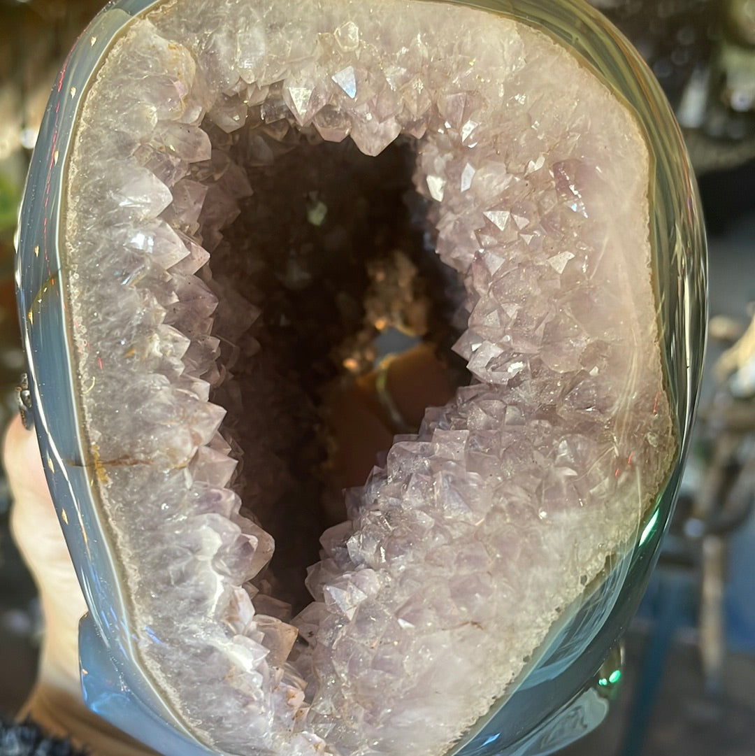 Large Amethyst Geode Crystal Skull