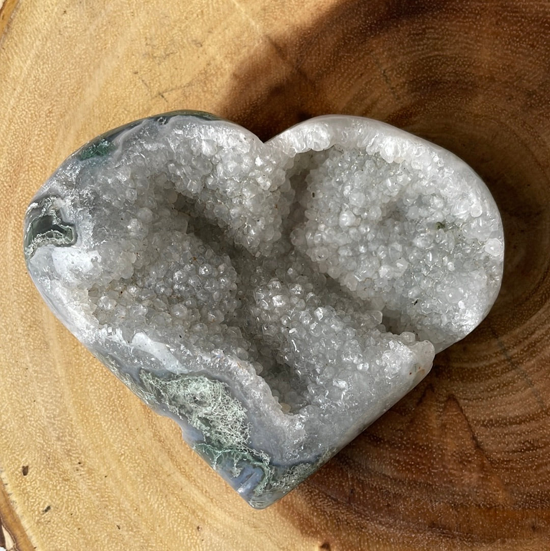 Mossy Geode Heart Crystal