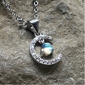 Blue Moonstone with Sterling silver Chain