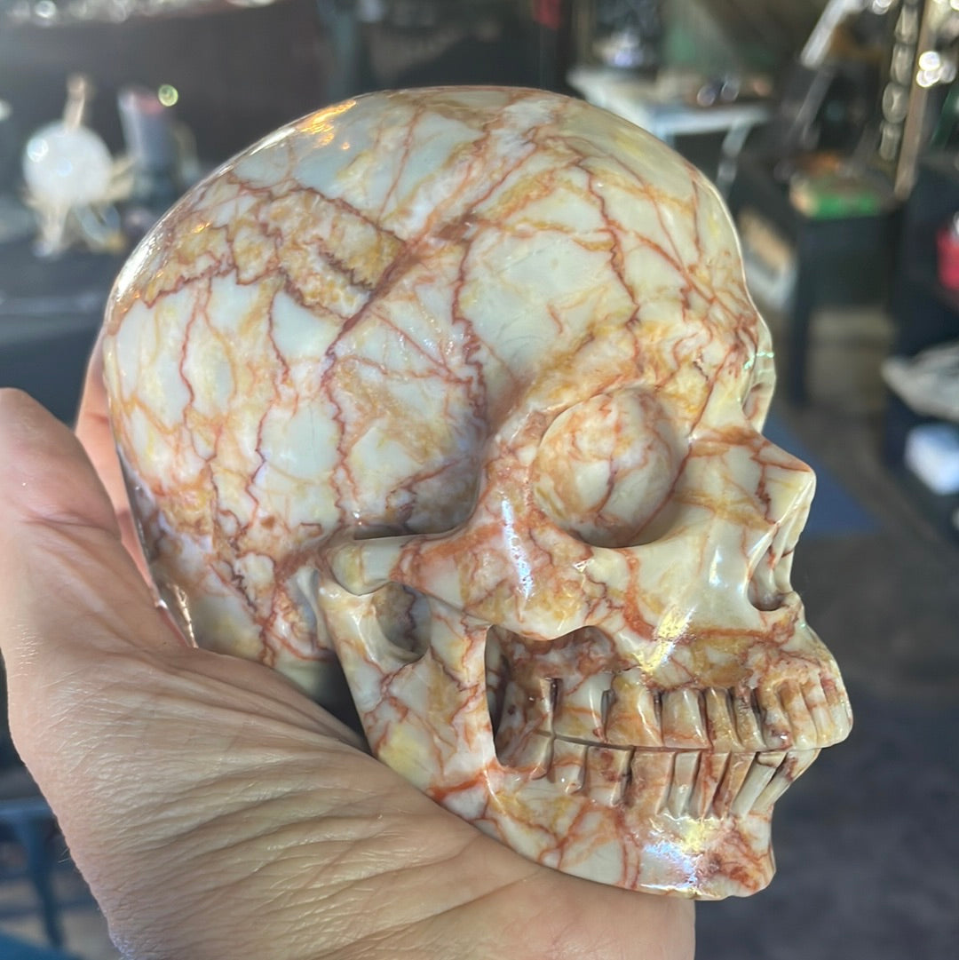 Large Red Vein Jasper Crystal Skull