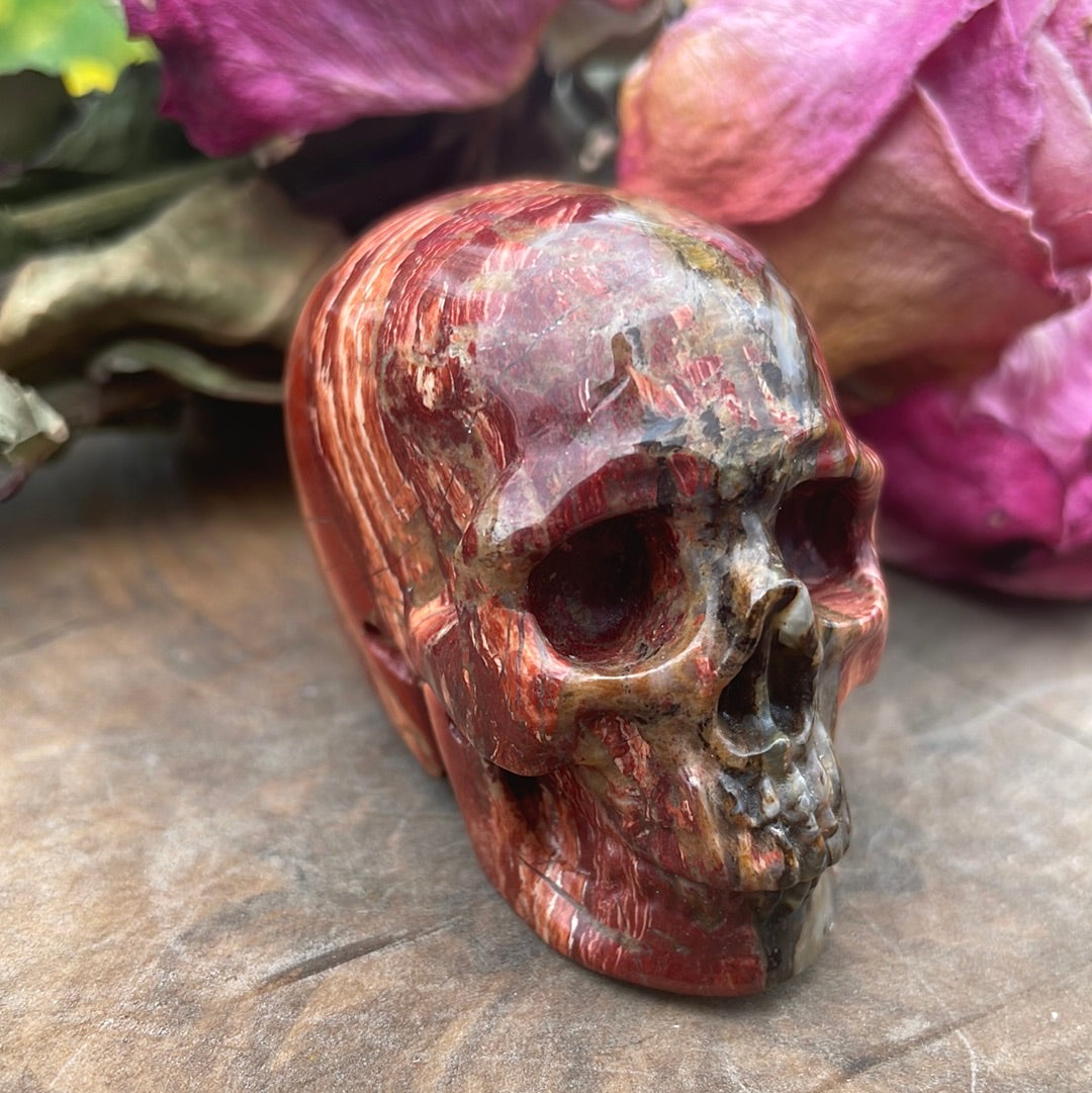 Red snakeskin Jasper Crystal Skull