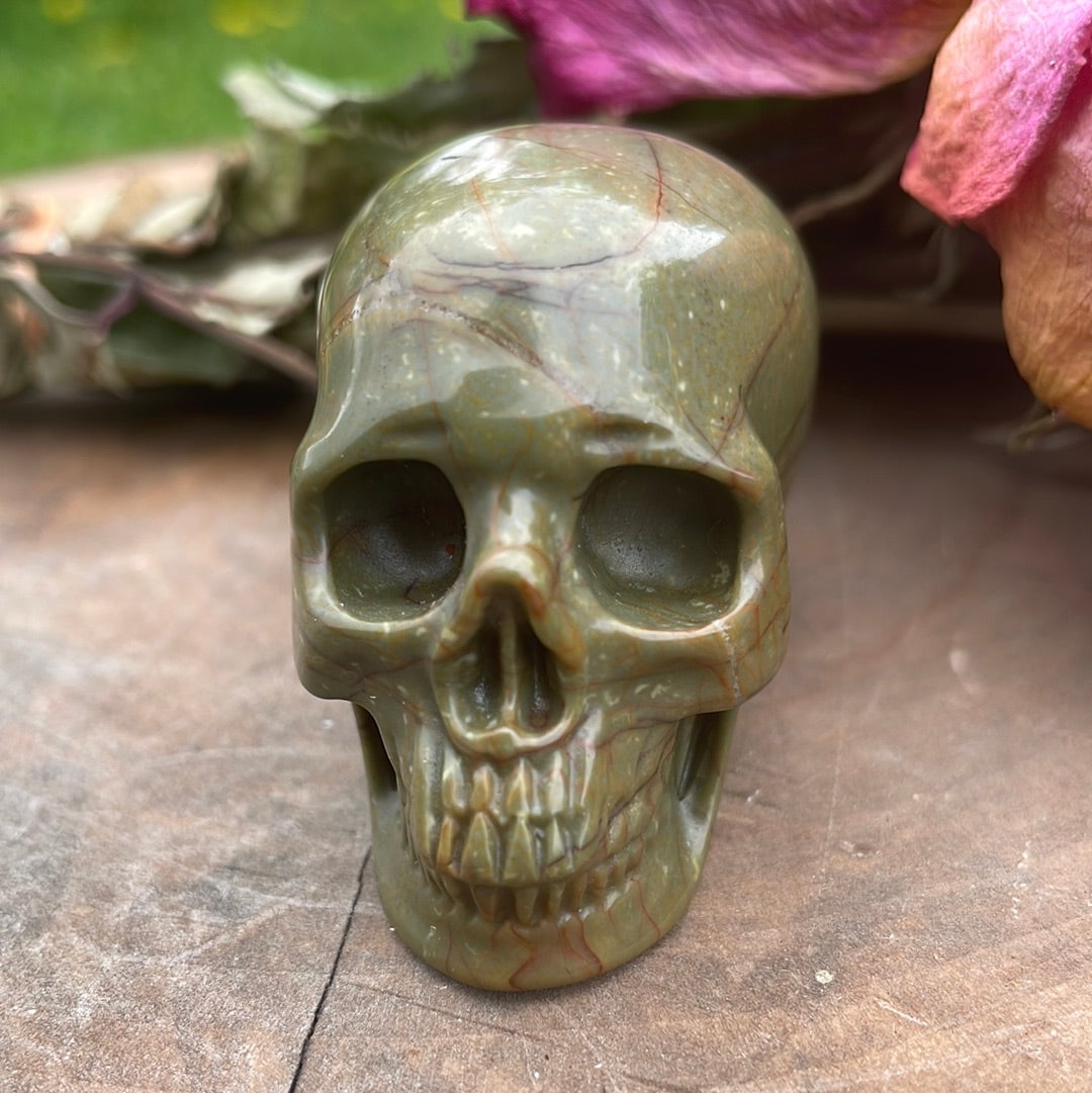 Bamboo Leaf Crystal Skull