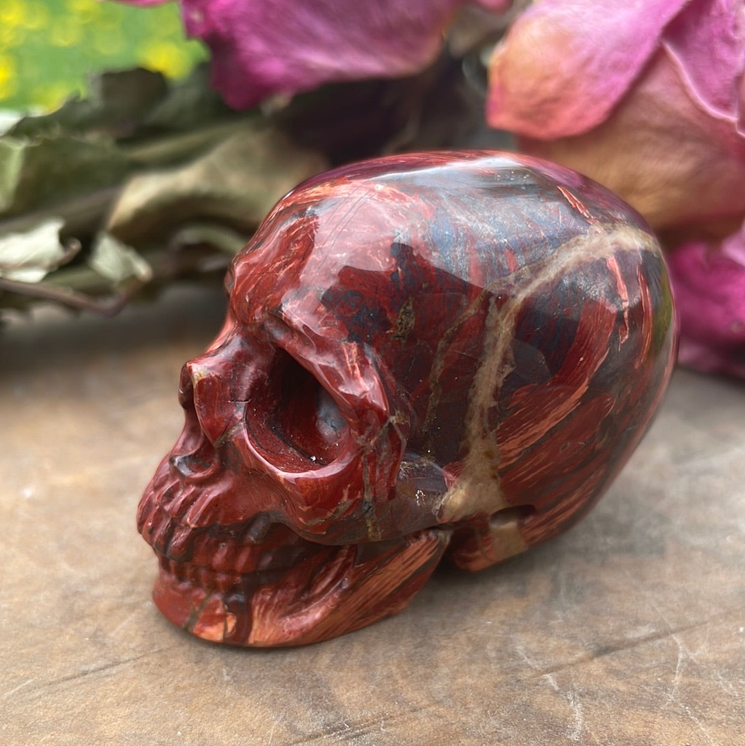 Red snakeskin Jasper Crystal Skull