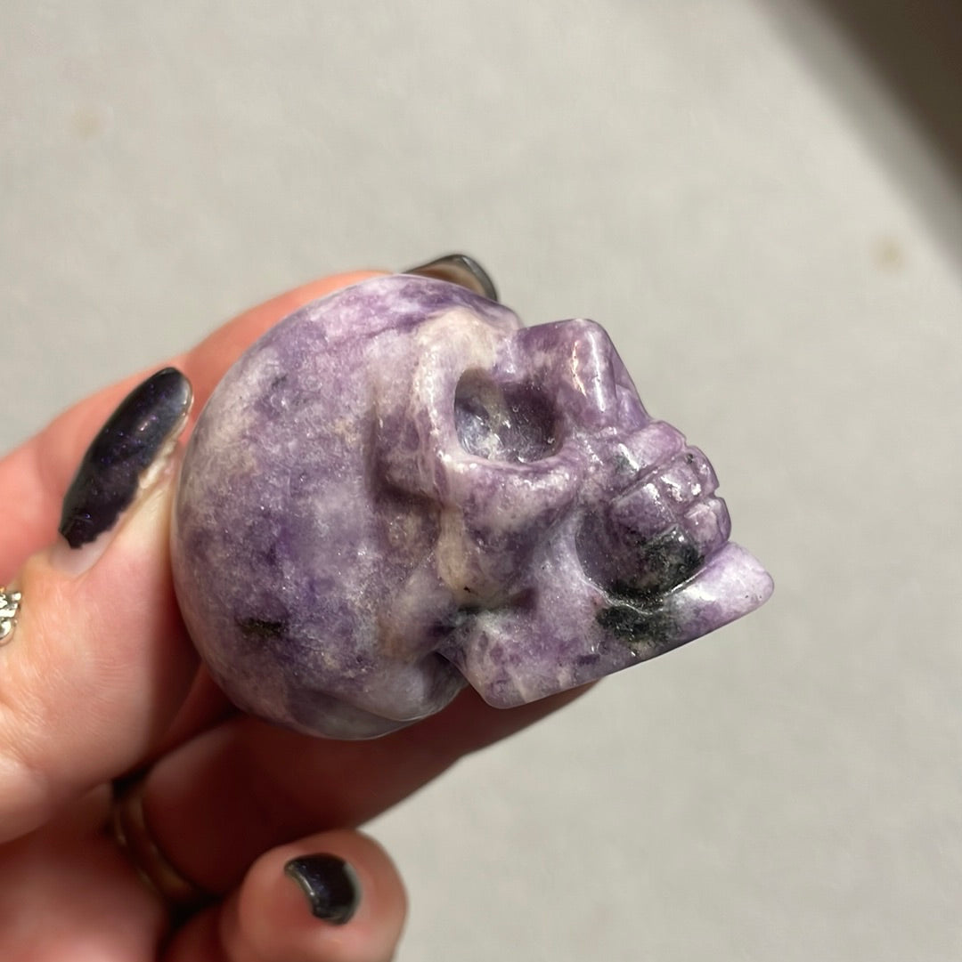 Lepidolite Crystal Skull