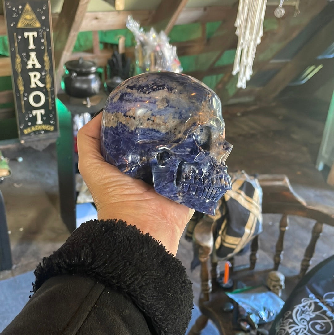 Large Sodalite Crystal Skull