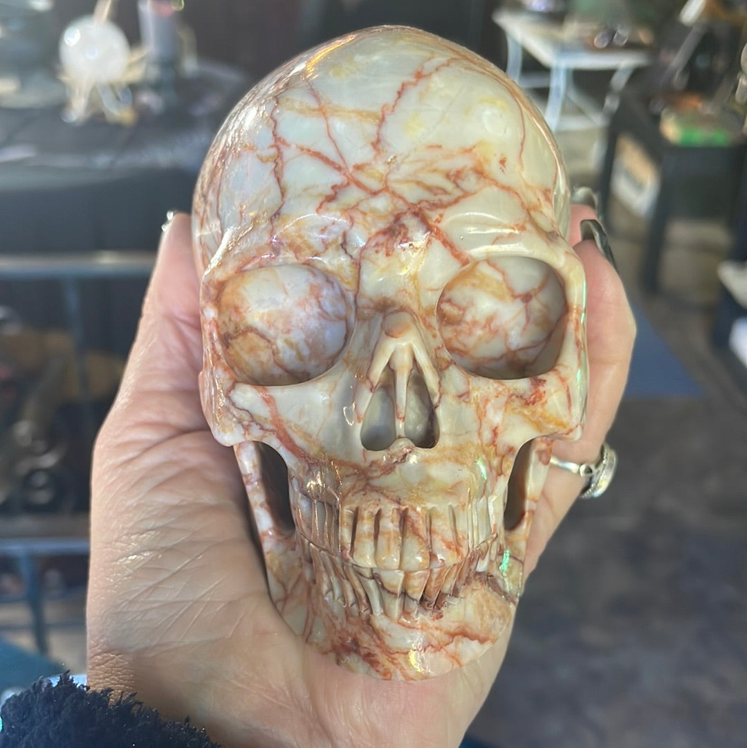 Large Red Vein Jasper Crystal Skull