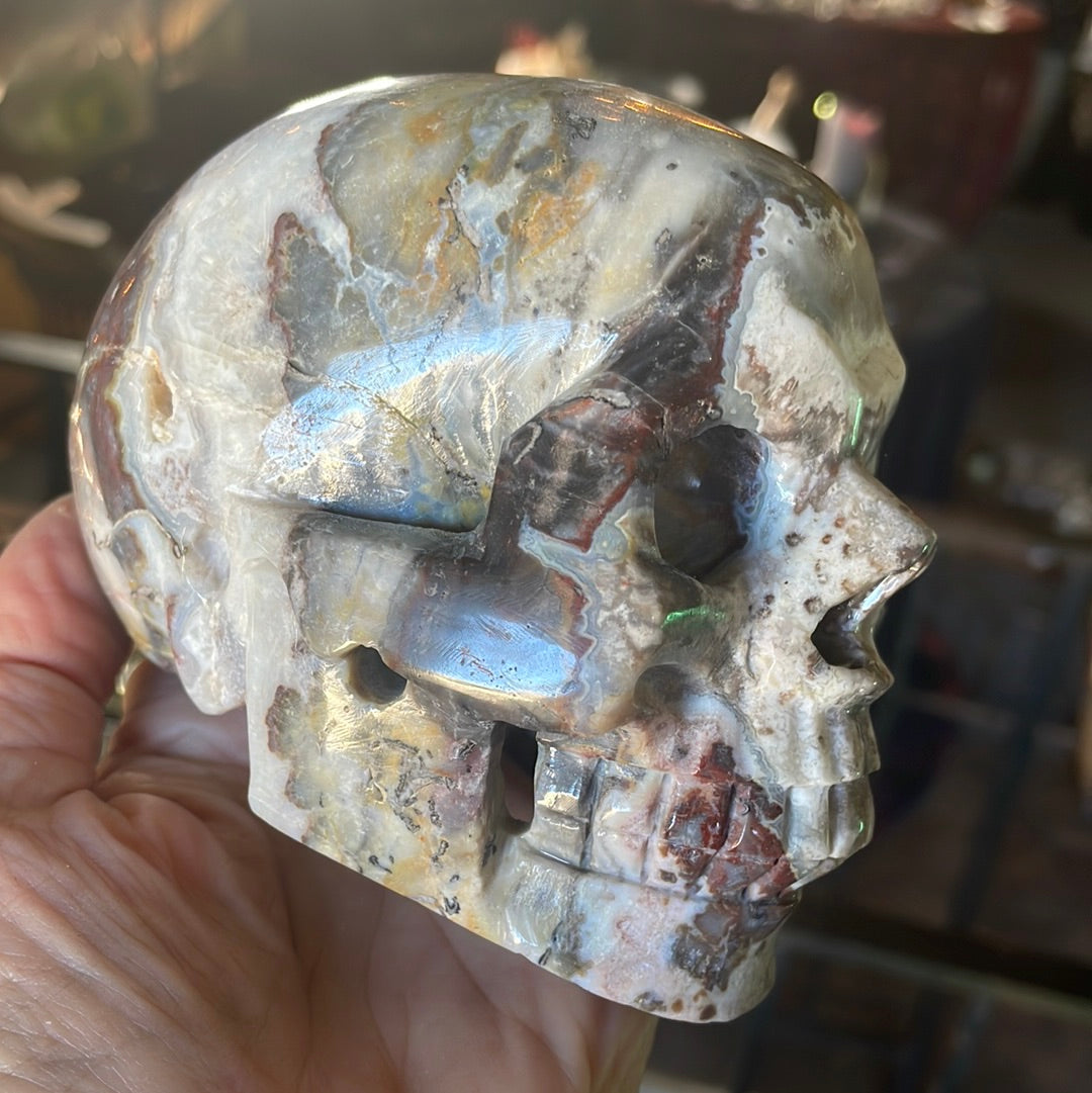 Mexican Crazy Lace Large Crystal Skull