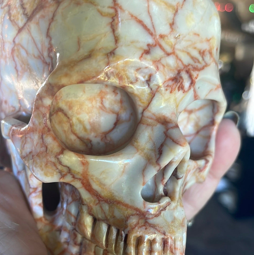 Large Red Vein Jasper Crystal Skull