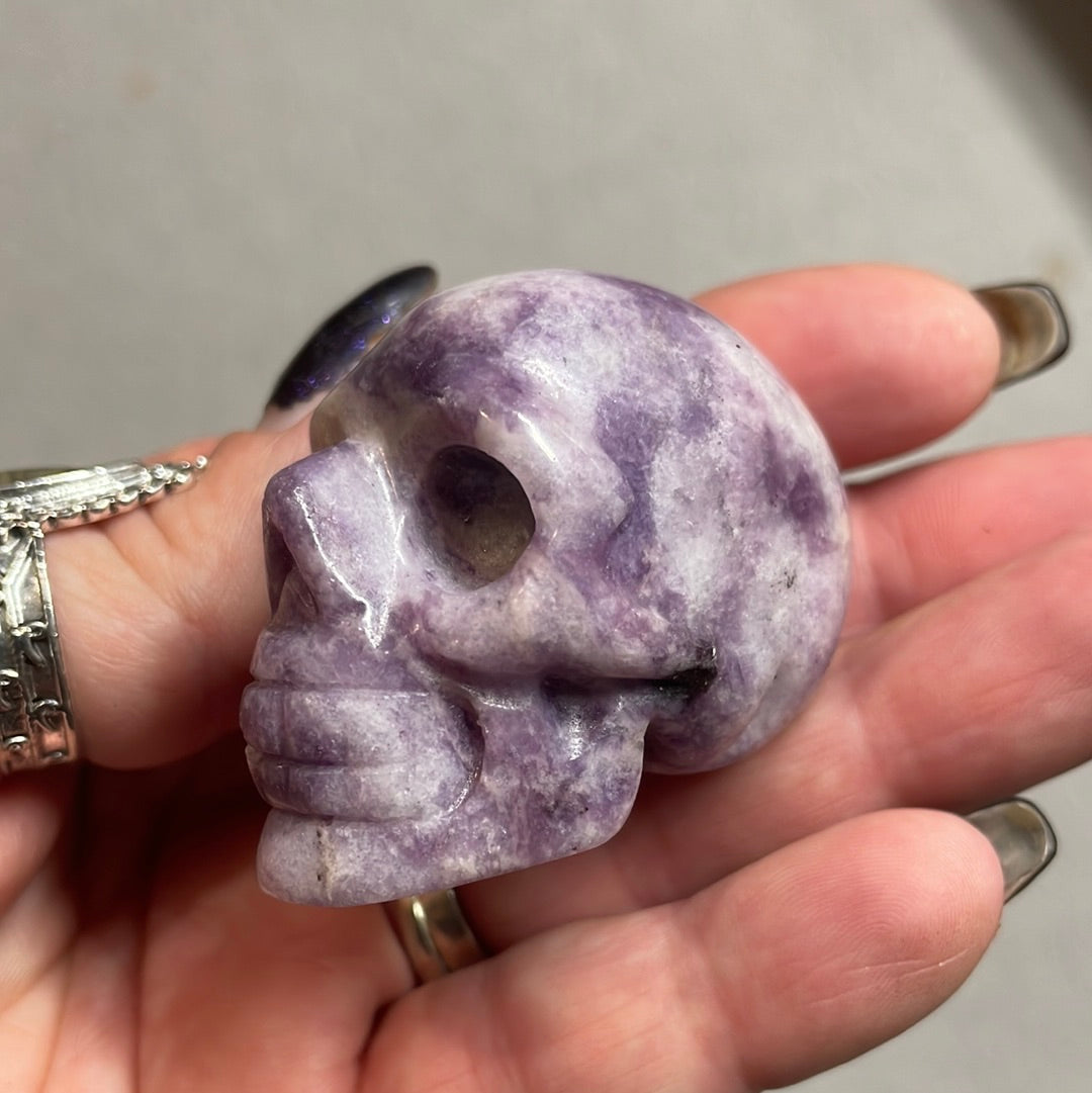 Lepidolite Crystal Skull