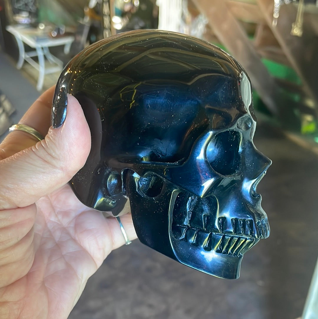 Large Obsidian Crystal Skull