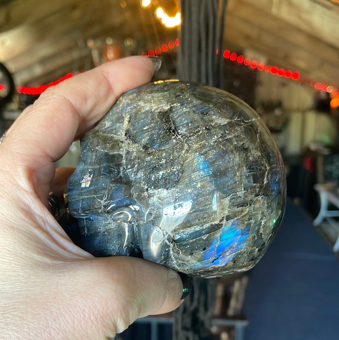 FLASHY Large Labradorite Crystal Skull