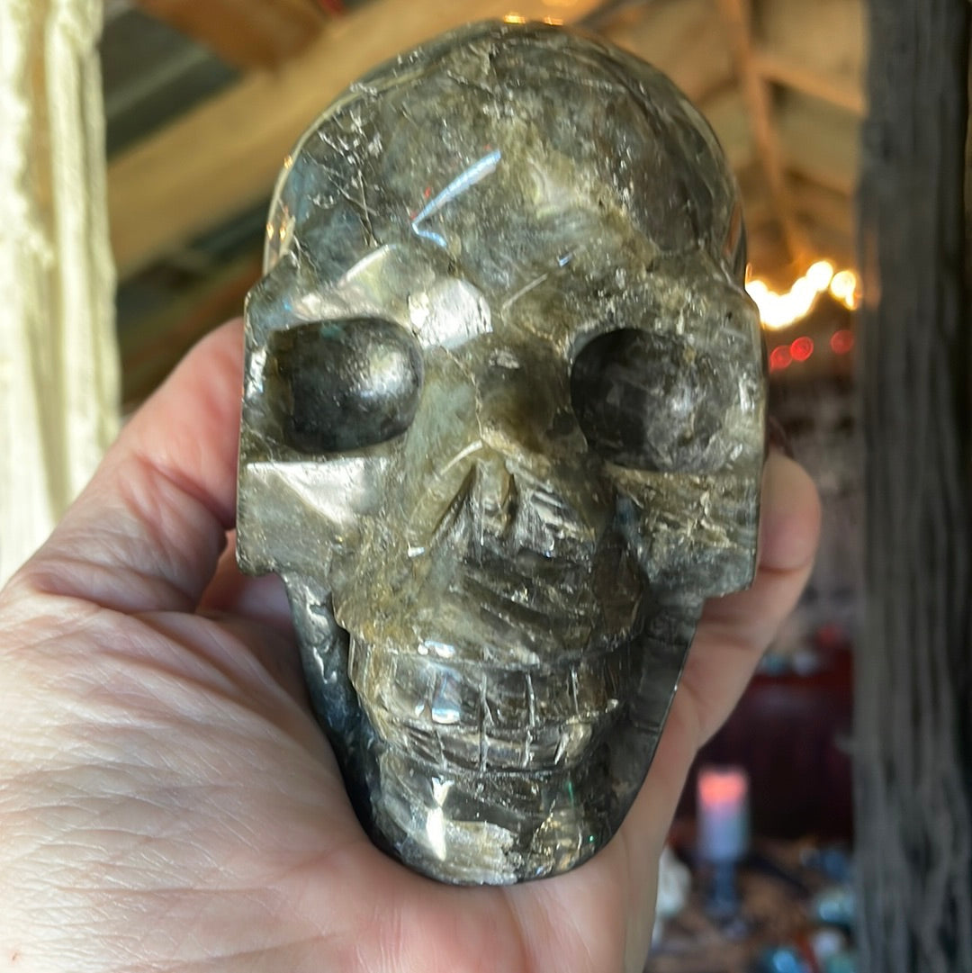 FLASHY Large Labradorite Crystal Skull