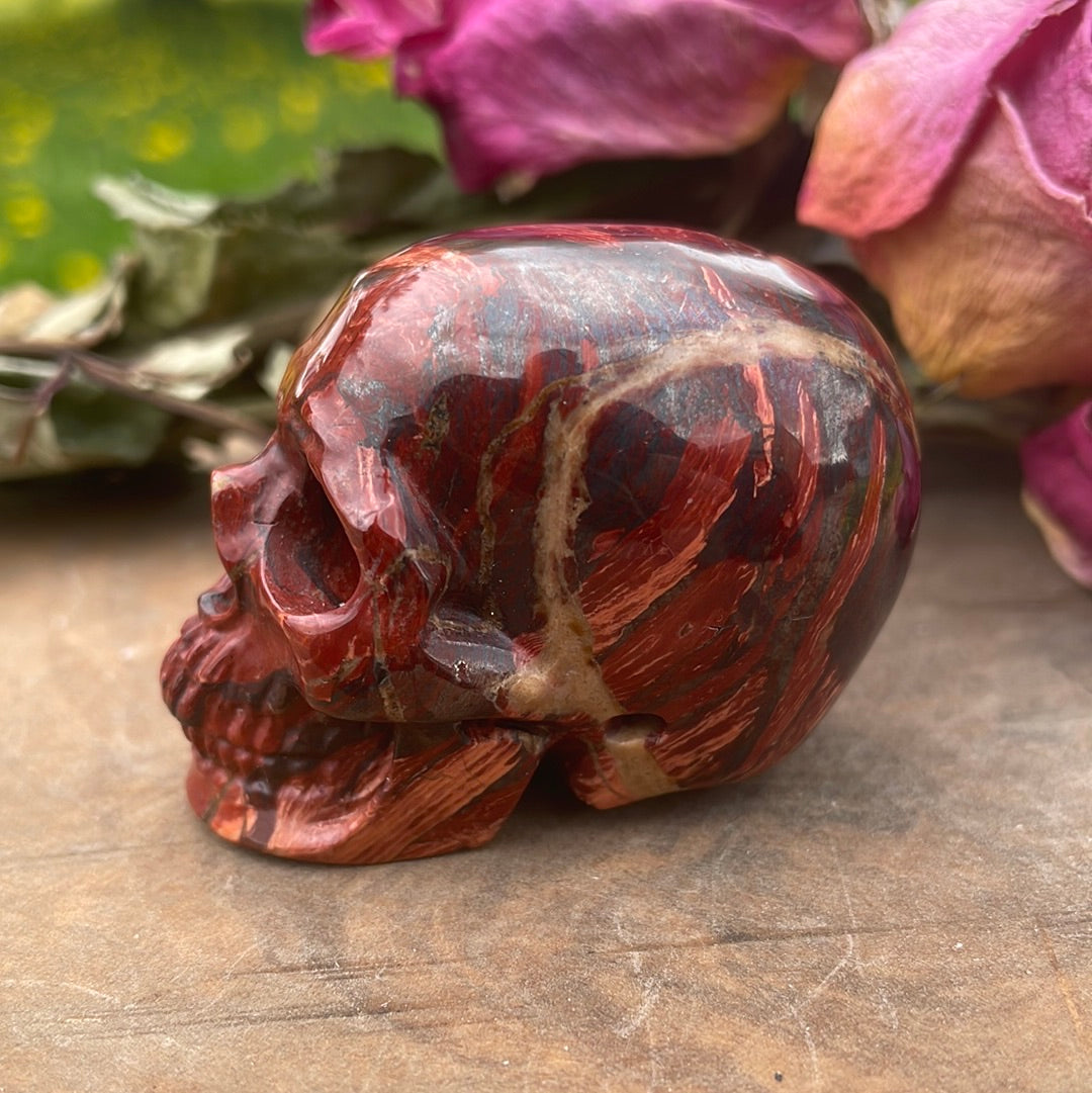 Red snakeskin Jasper Crystal Skull