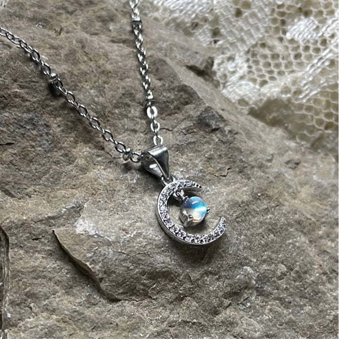 Blue Moonstone with Sterling silver Chain