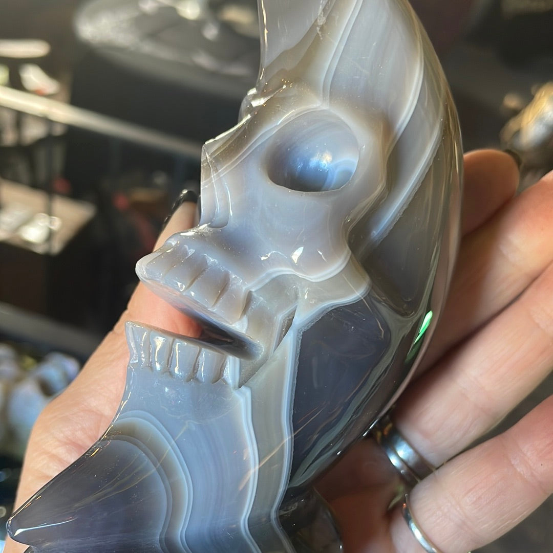 Botswana Agate Moon Skull Crystal