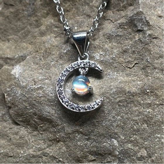 Blue Moonstone with Sterling silver Chain