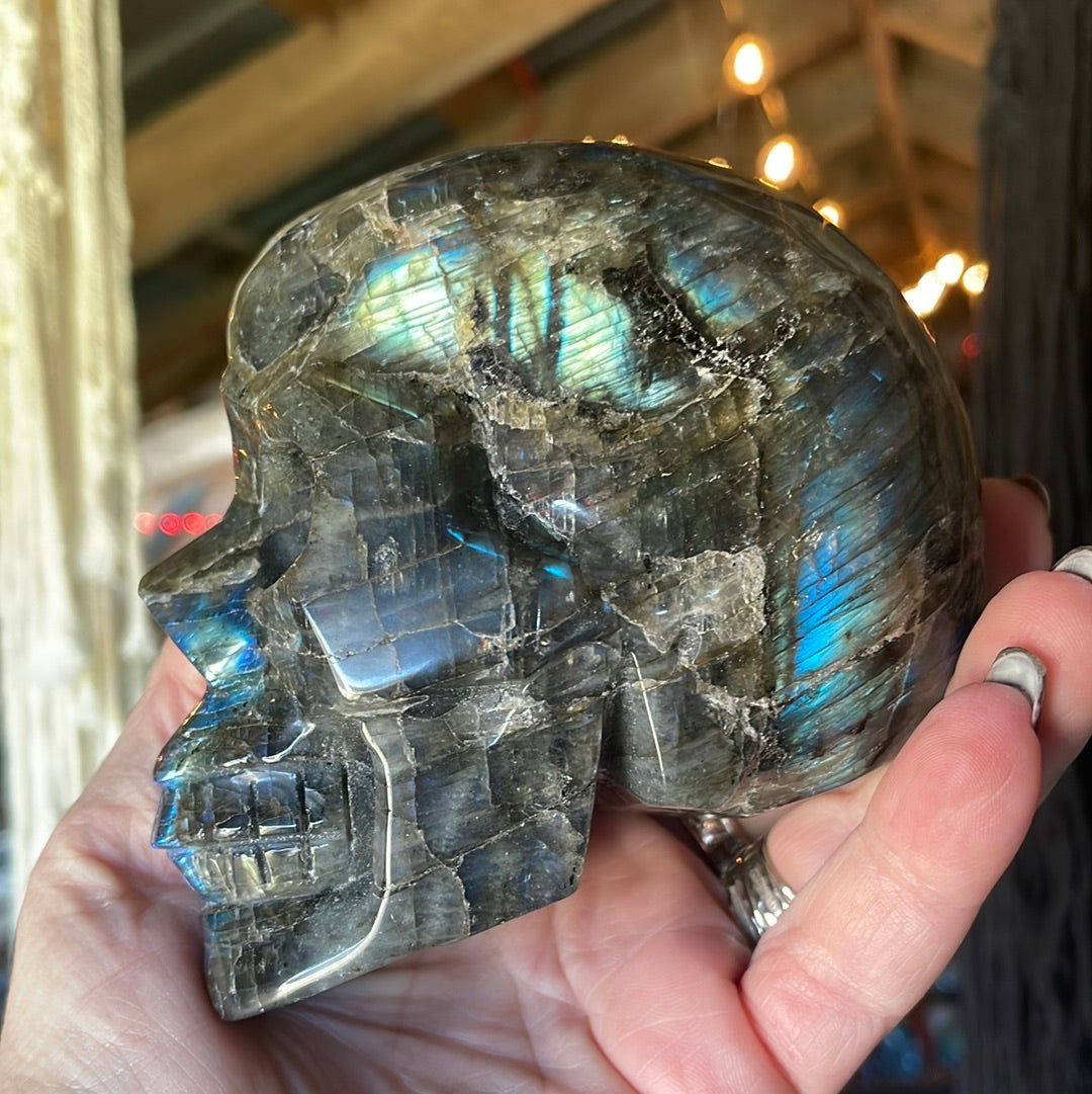 FLASHY Large Labradorite Crystal Skull