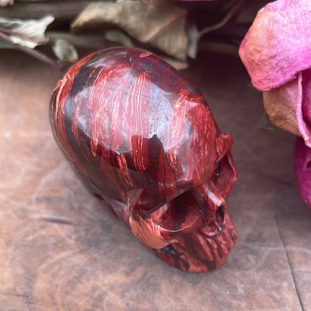 Red snakeskin Jasper Crystal Skull