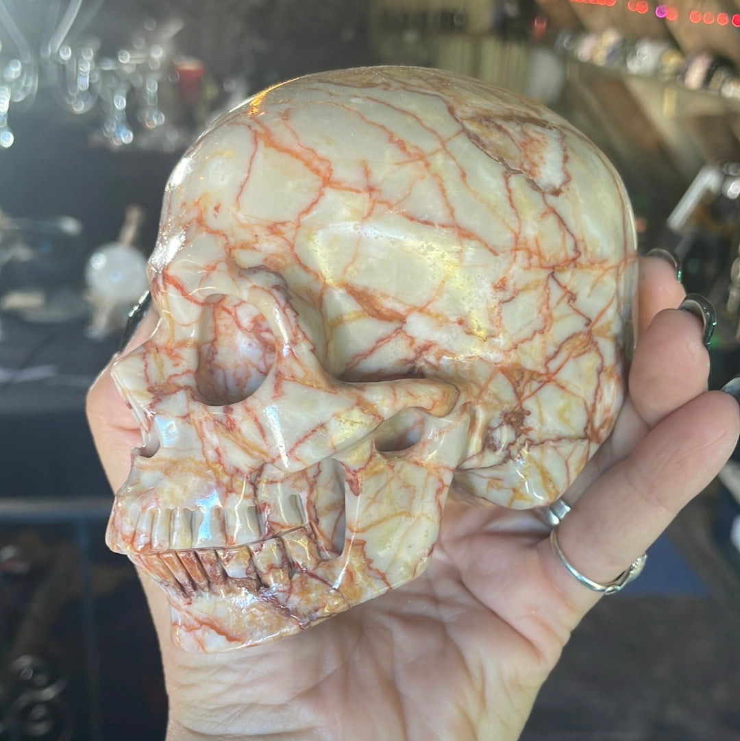 Large Red Vein Jasper Crystal Skull