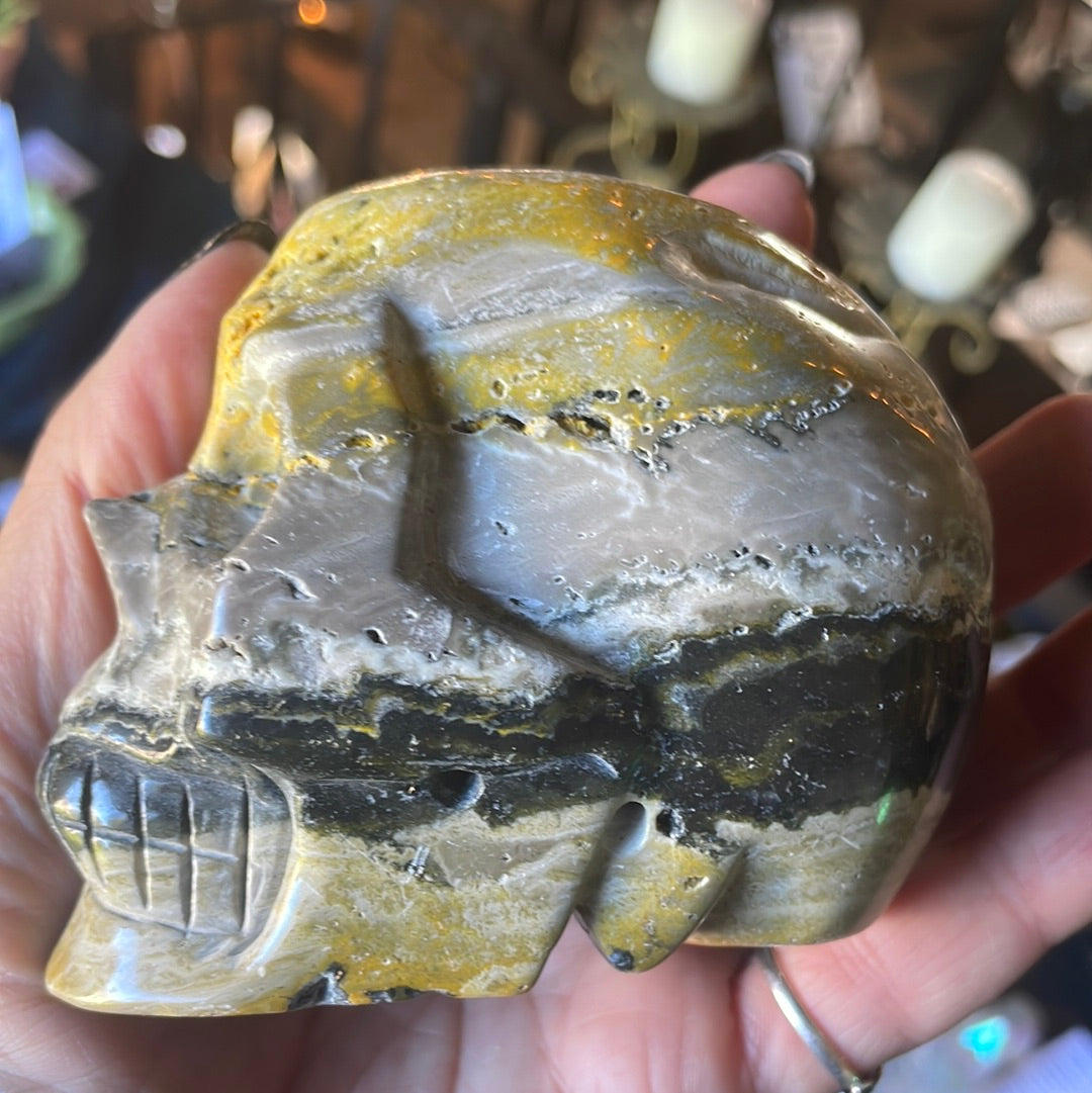 Bumblebee Jasper Crystal Skull